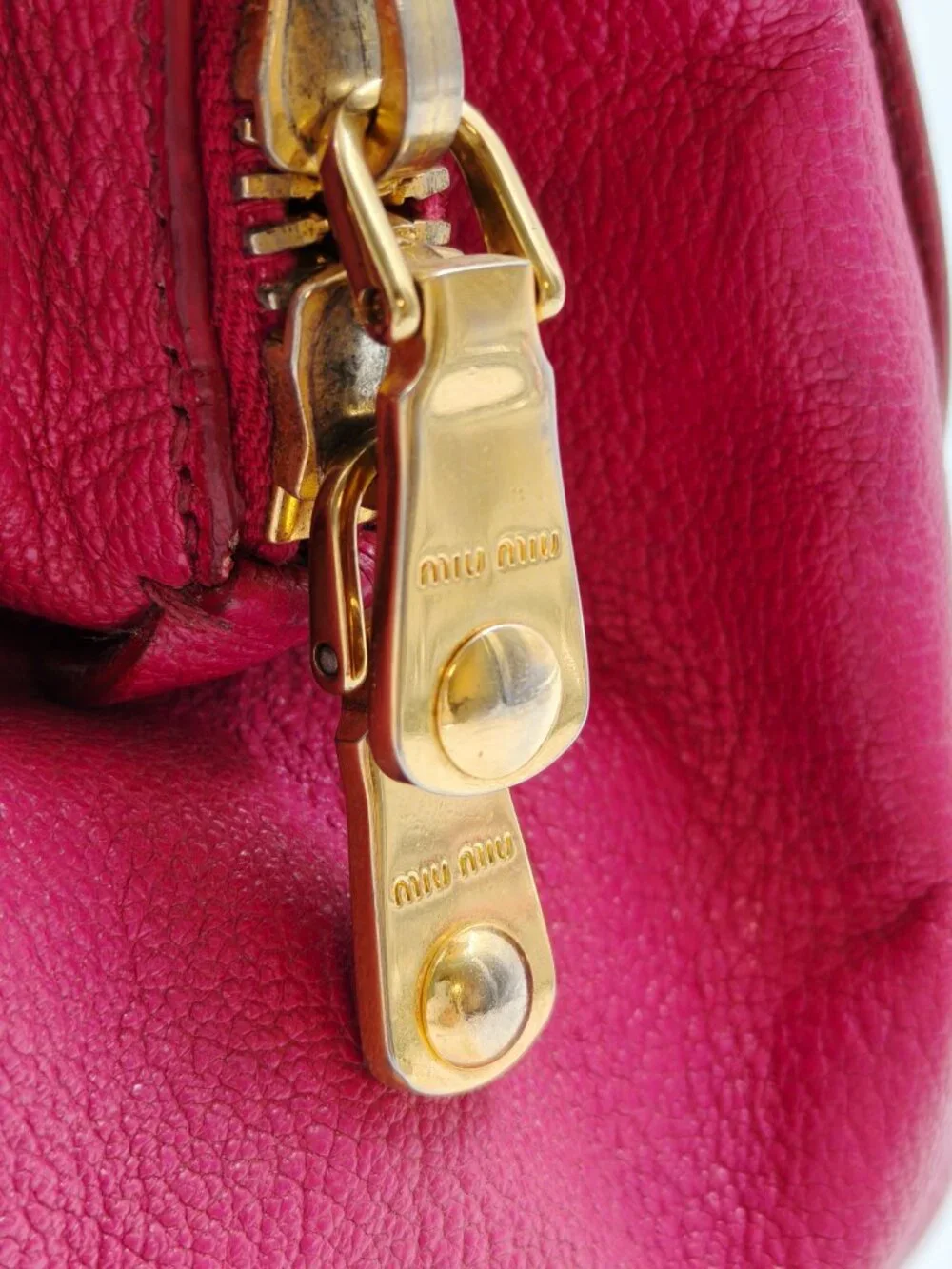 Miu Miu Two-Tone Pink Madras Leather Dome Satchel Crossbody Bag